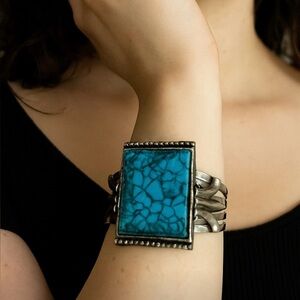 Turquoise Stone Cuff Bracelet/ Bold Cuff Braclet/ I never used it